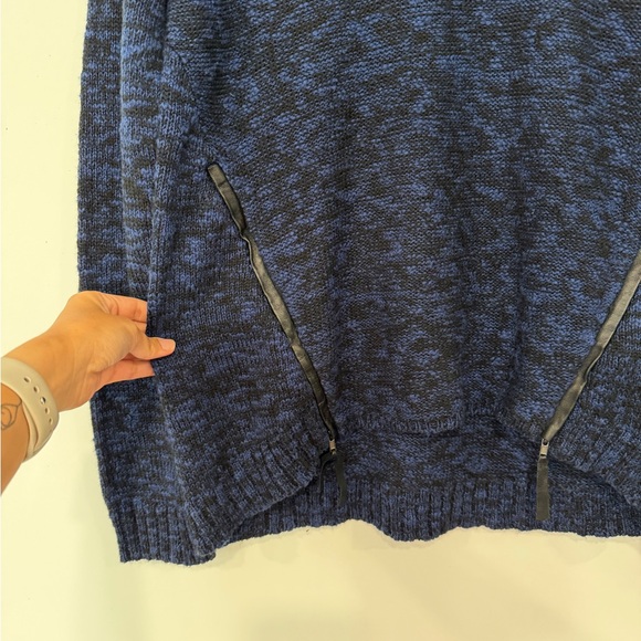 Michael Stars Navy Marled Crewneck Sweater with Zip Accents - Picture 5 of 12